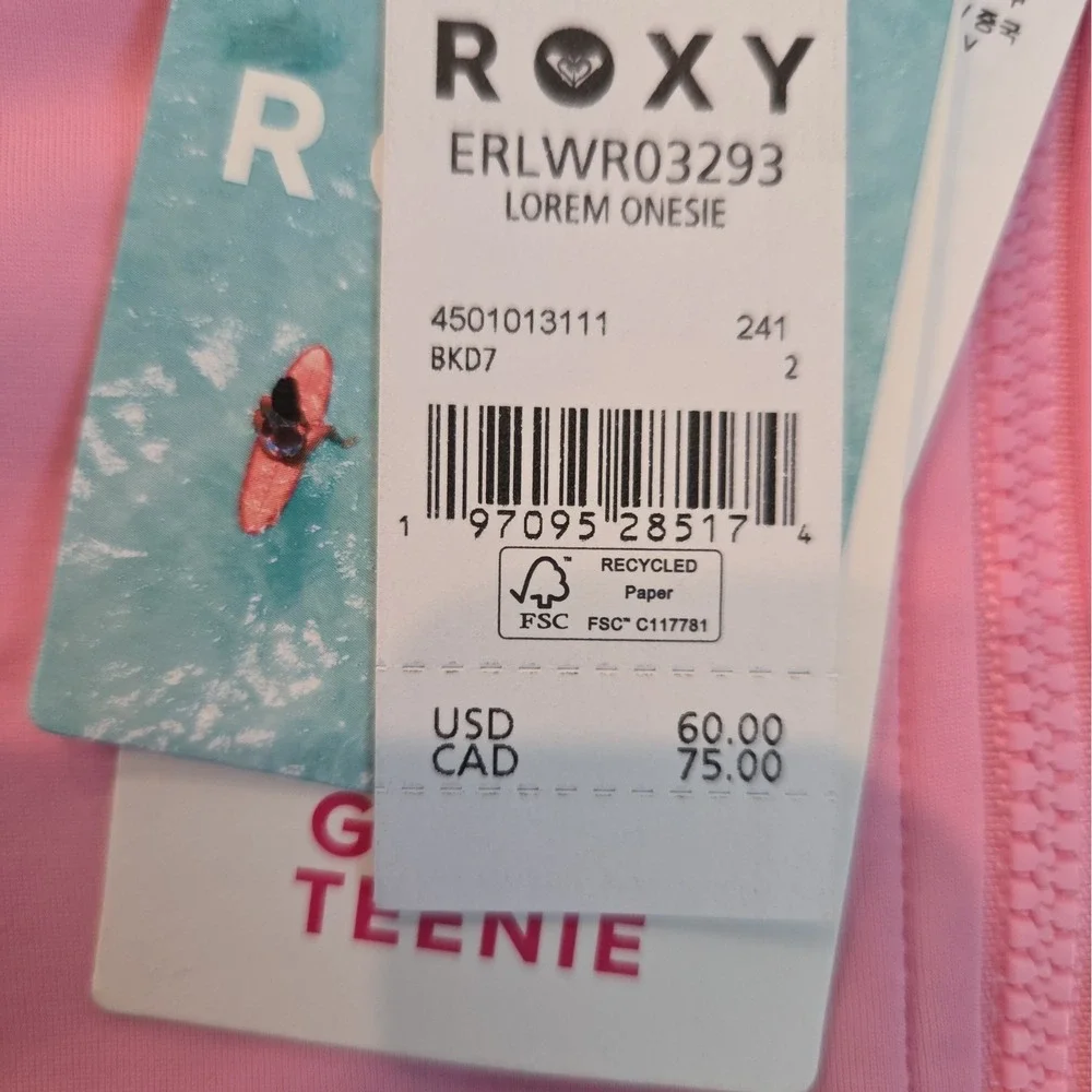 Roxy Baby Zip-Up One piece Rash Guard Swimsuit Tropical Floral Size 2 NWT $60
